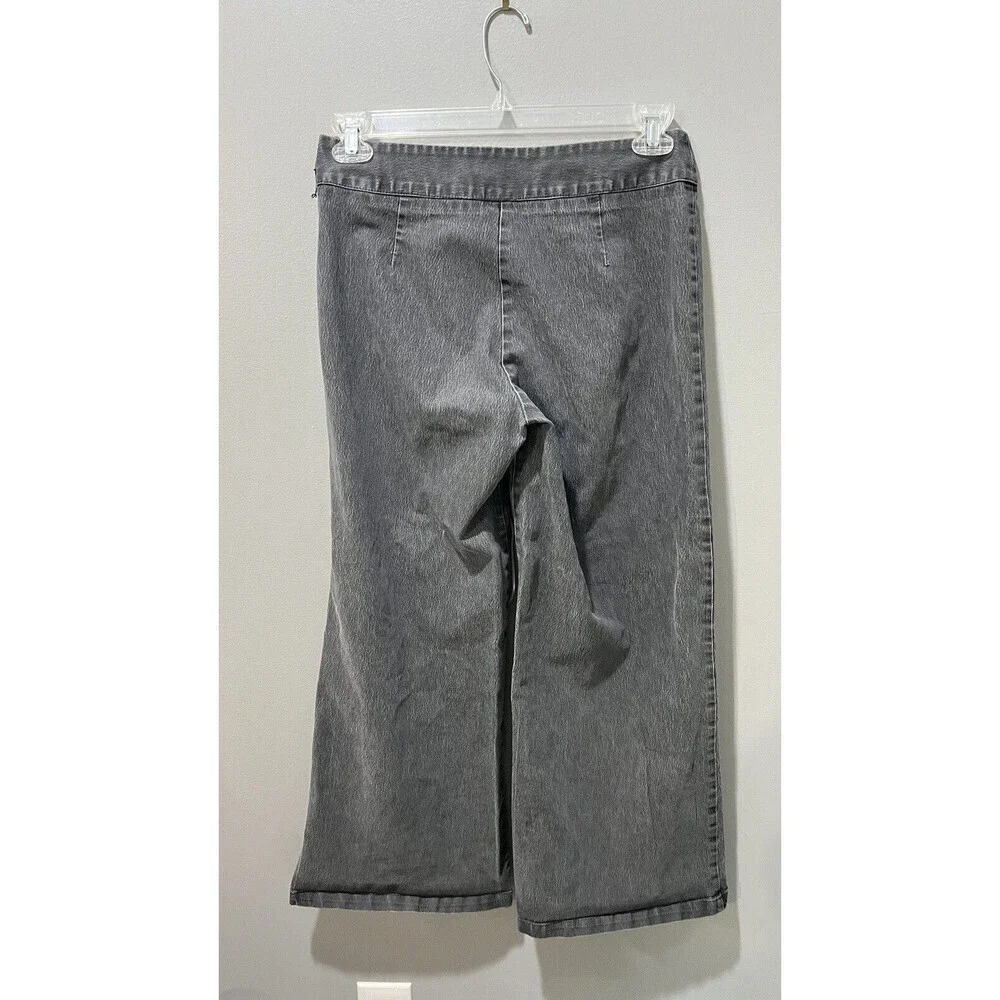 Y2K Women’s Wide Leg Gray Pants Mid-Rise Suede Belt Hippie Boho 10 Vintage - Picture 11 of 12